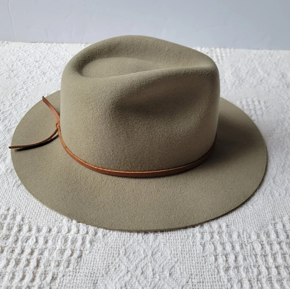 WESLEY PACKABLE UNISEX SUMMER FEDORA FLAT RIMMED HAT - LIGHT OLIVE BY BRIXTON - Picture 3 of 10